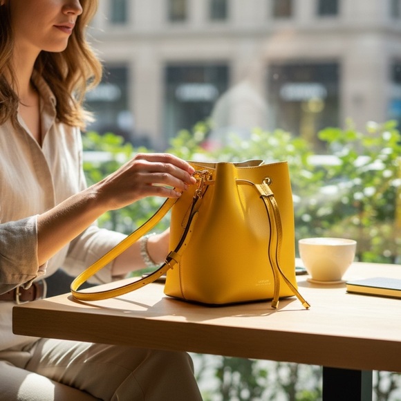 Lauren Ralph Lauren Dryden Debby II Mini Leather Drawstring Bag - Picture 10 of 17